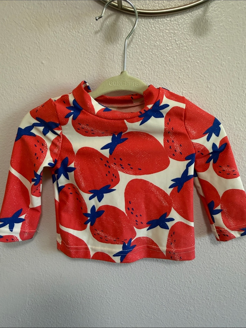 Carter's Red White Blue Strawberry Print Kids Rashguard